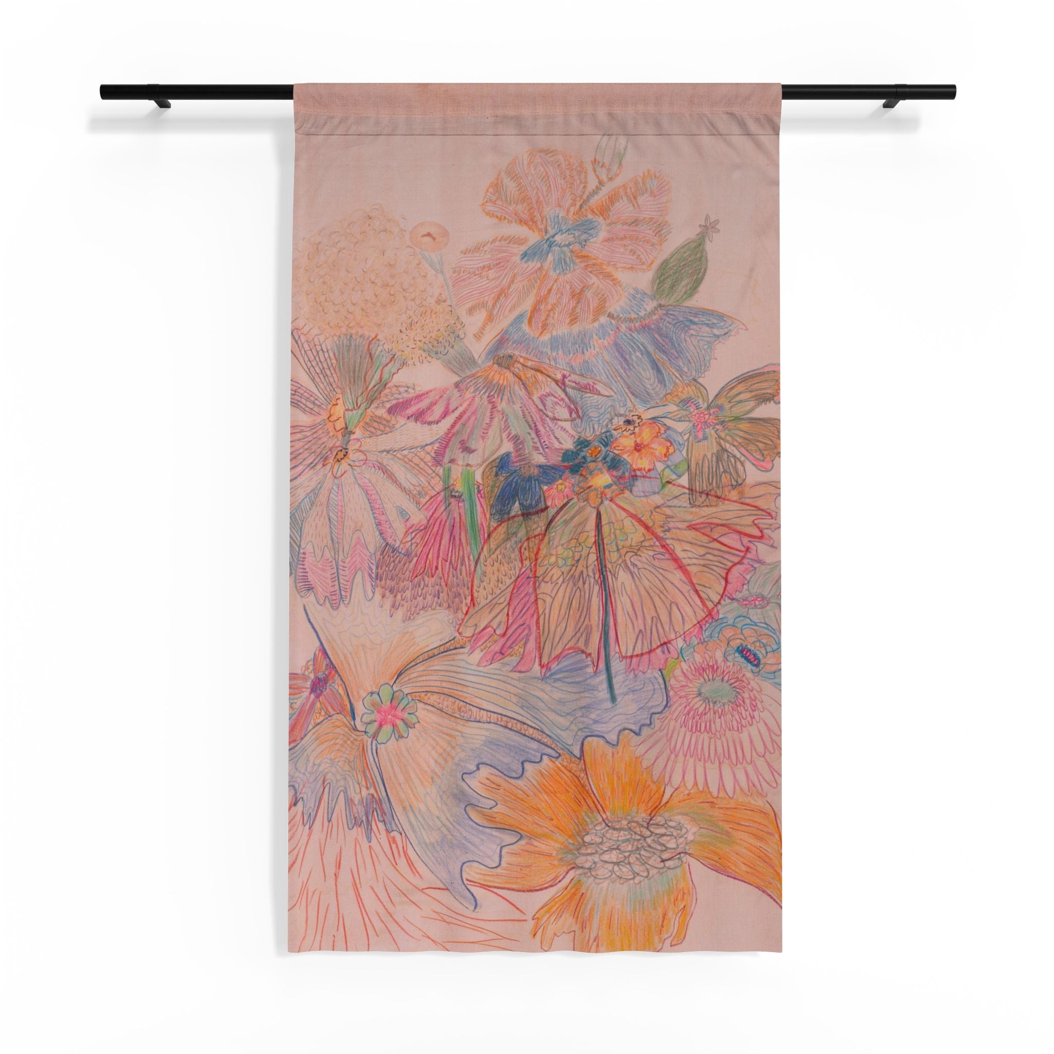Fly on the Gerbera Daisy Sheer Curtain-2