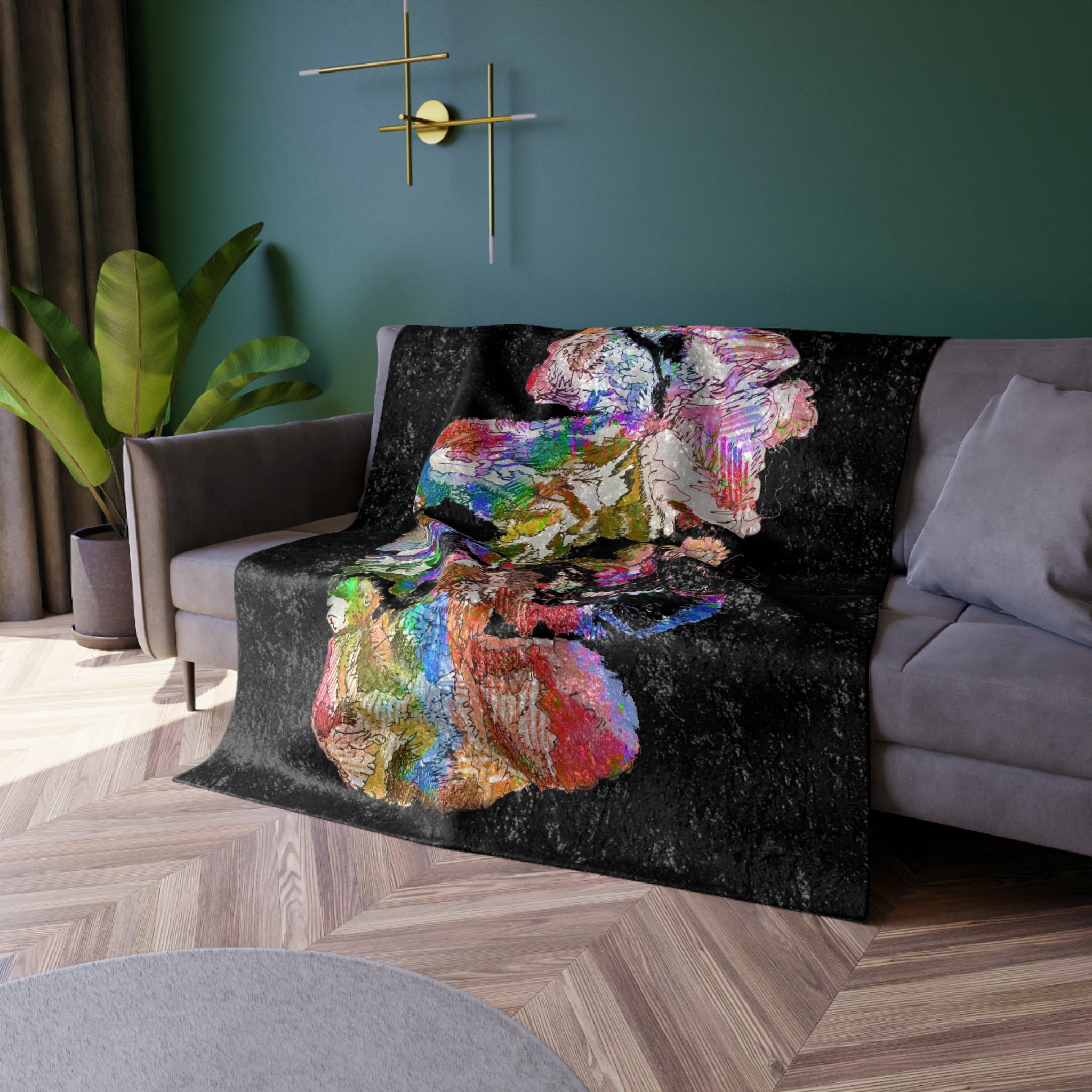 Goodnight Flora Crushed Velvet Blanket-4
